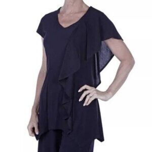 NEW Marallis Navy Blue Ruffle Stretch Top Size XXL (bin 2D)